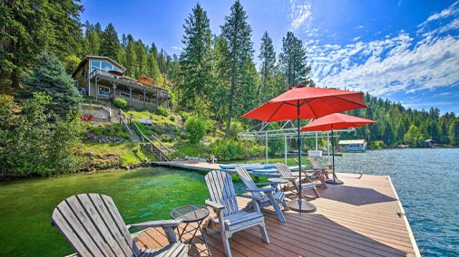 5BR, 6BA lakefront gem on 105' of prime Lake Pend Oreille shoreline minutes from downtown Sandpoint